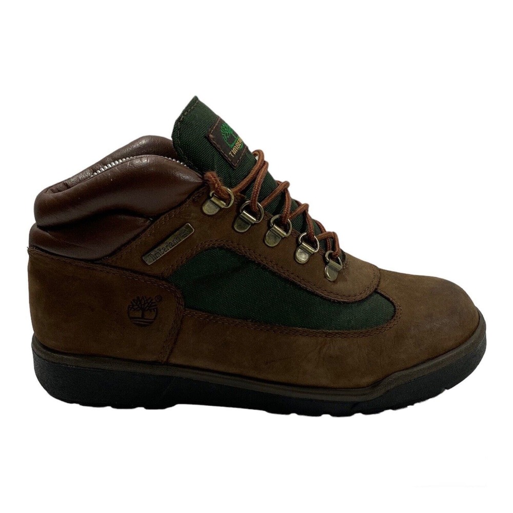 Timberland Boys Field Boots 16937M Brown Nubuck Olive Green Youth Boys Size 7